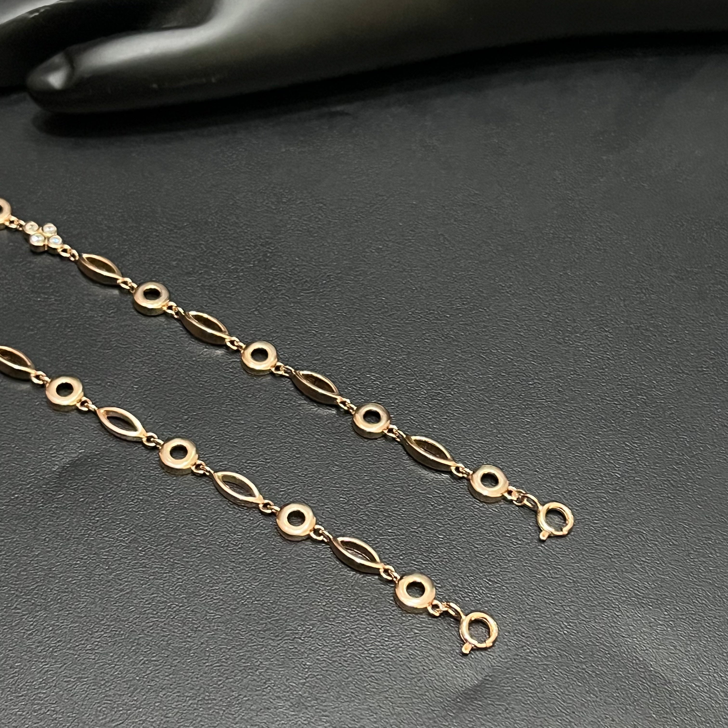 Silver Ladies Anklet Floral Oval Grace With Stone Rose Gold 925