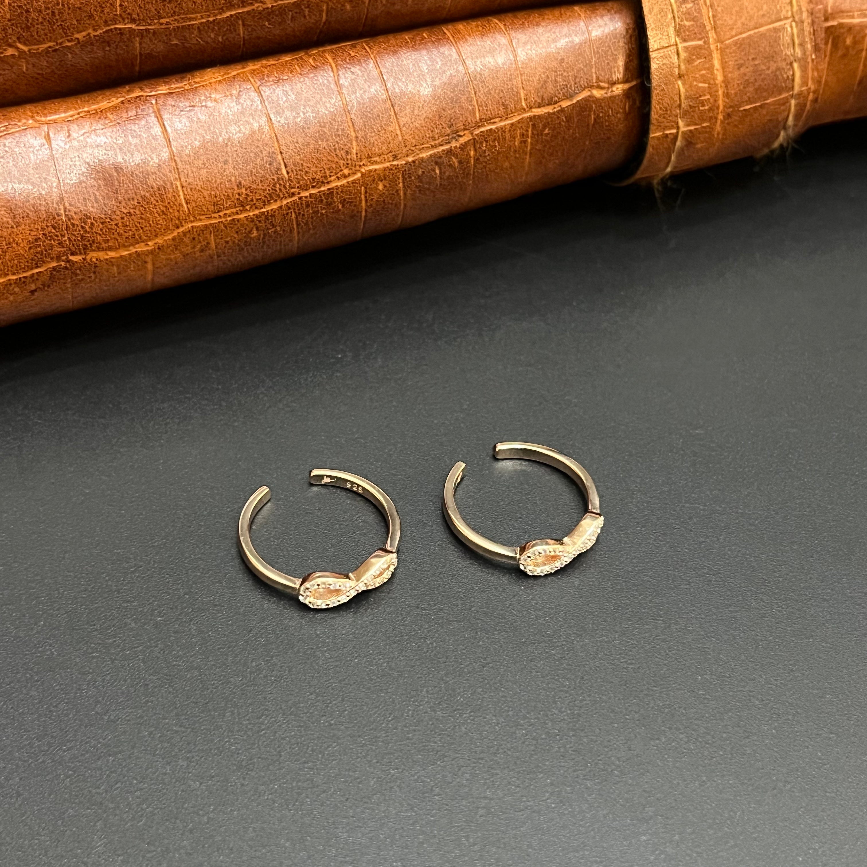 Silver Ladies Toe Rings Infinity Rosegold 925