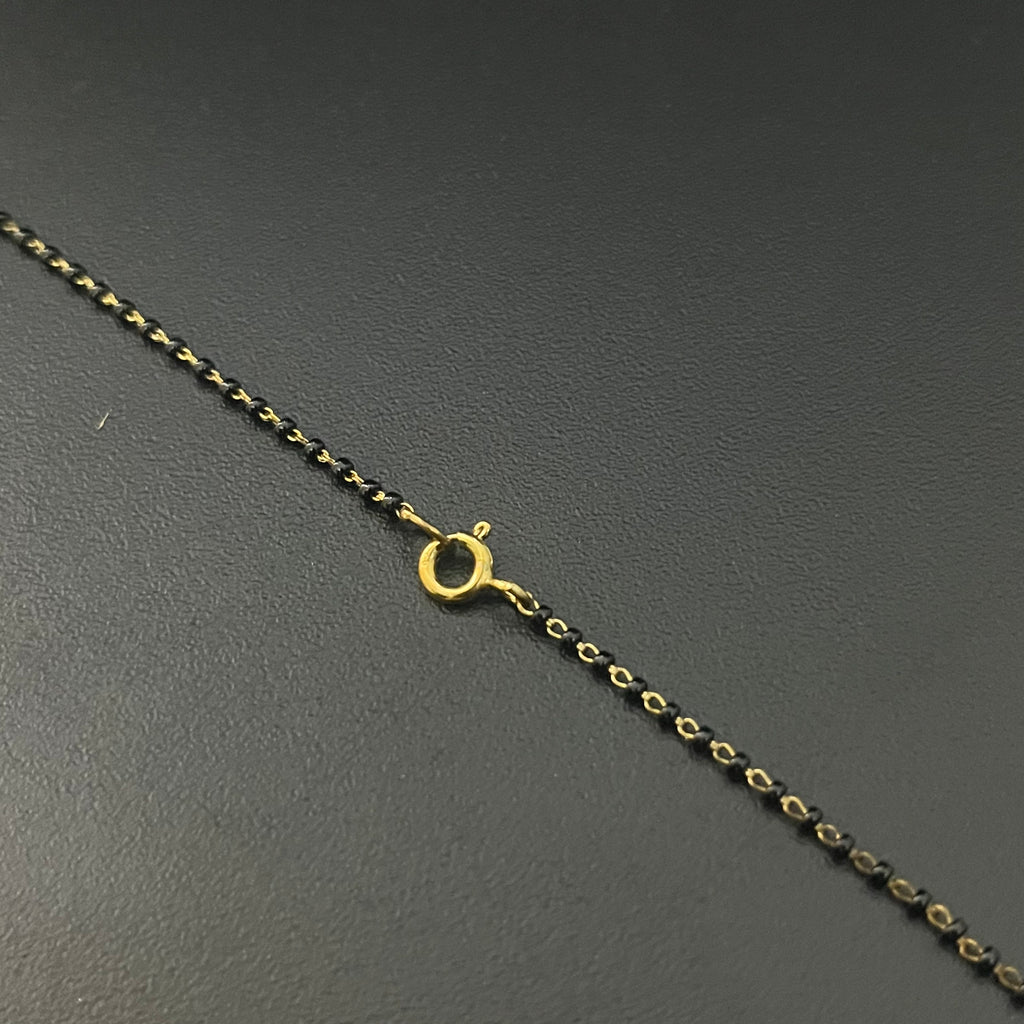 Silver Black Beads Chain Gold Finished