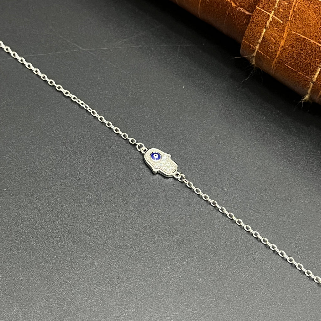 Silver Ladies Bracelet Blue Nazar Crystal 925