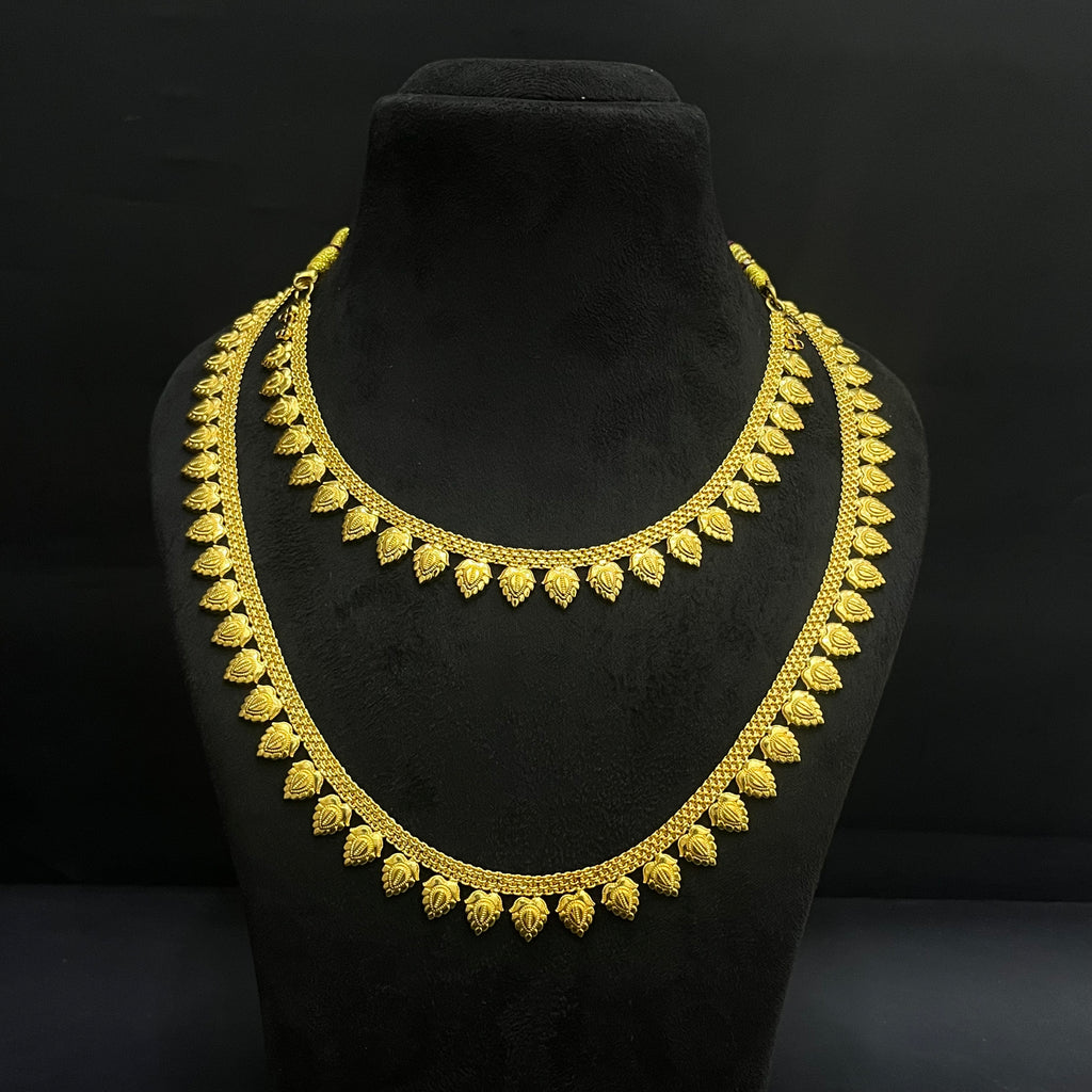 Silver Ladies Necklace And Haram Antique Mango Textured Gold Finish 925