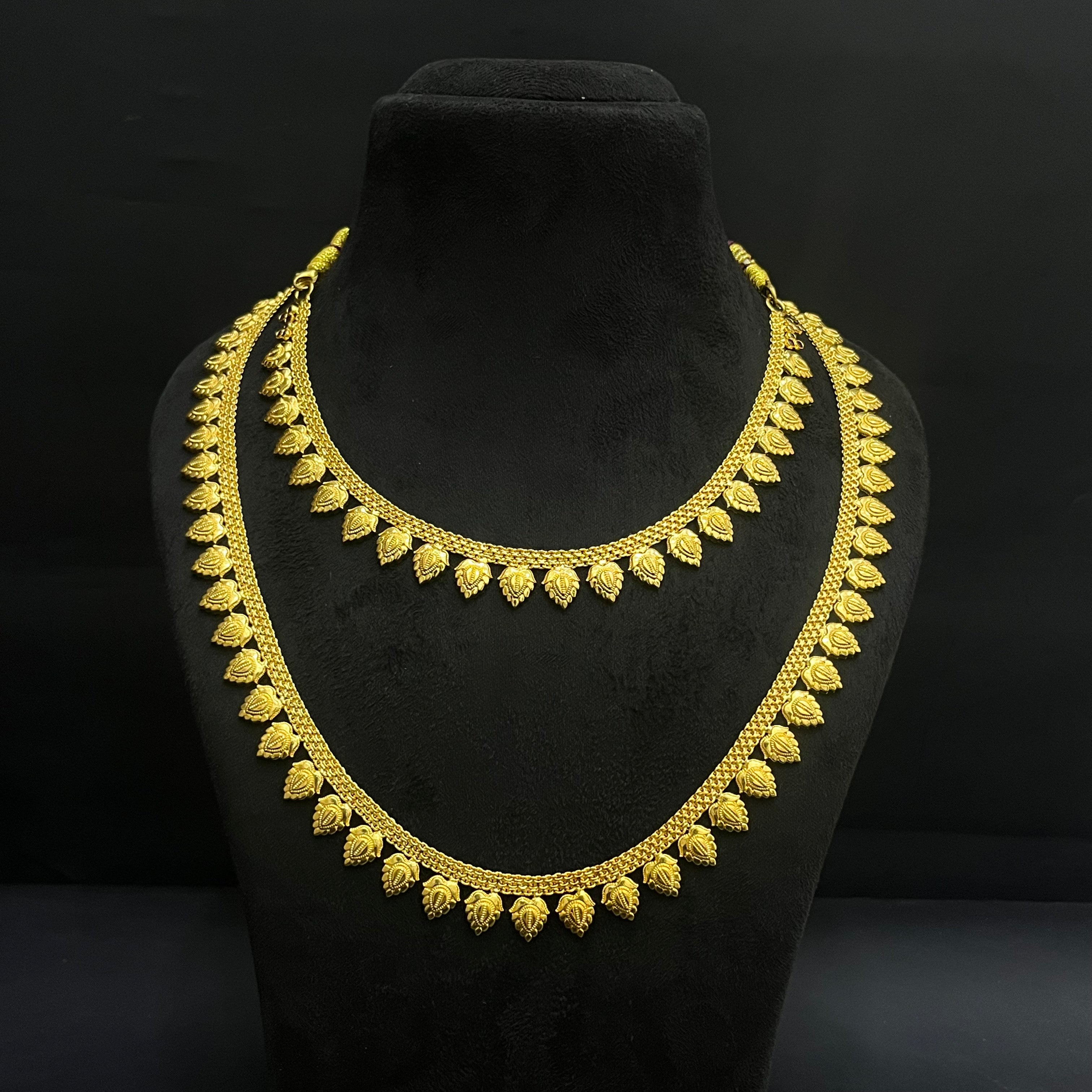 Silver Ladies Necklace And Haram Antique Mango Textured Gold Finish 925