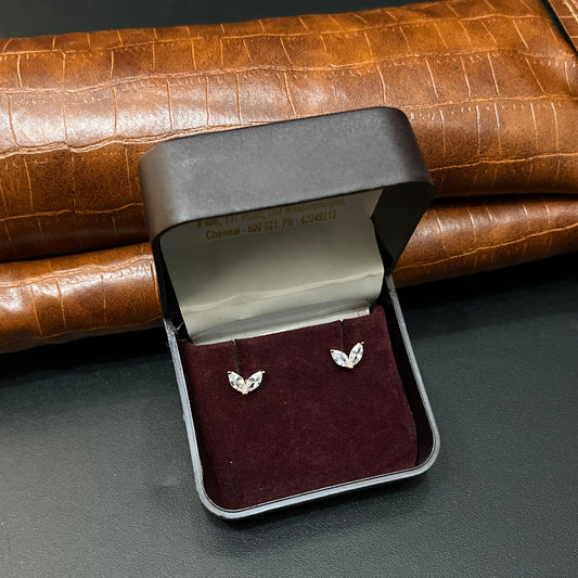 Silver Second Studs 2 Leafs  Rosegold