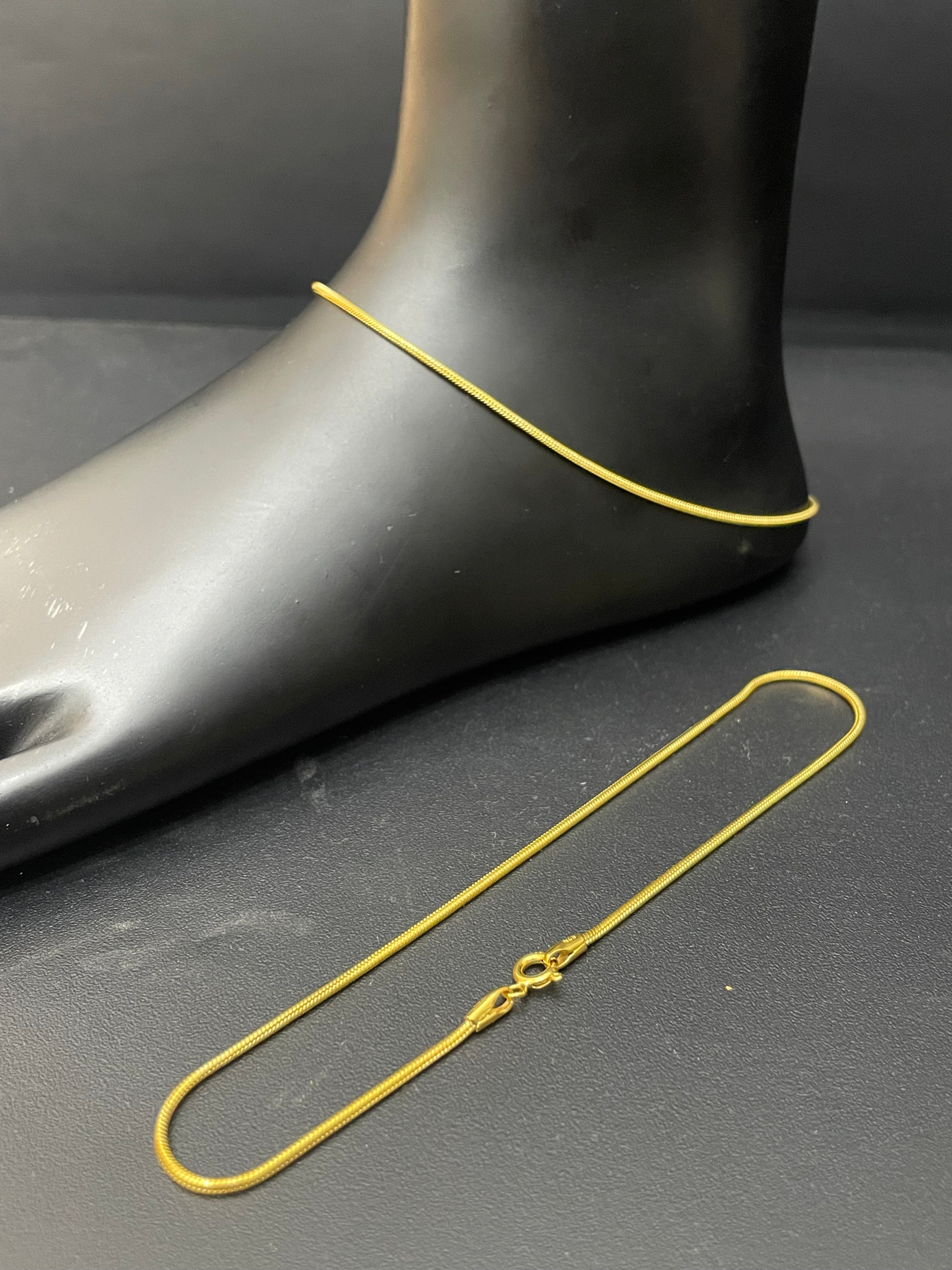 Silver Gold Finished Snake Chain Anklet
