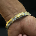 Silver Mens Kada Silver Gold Polish CNC Jaqaur DS1