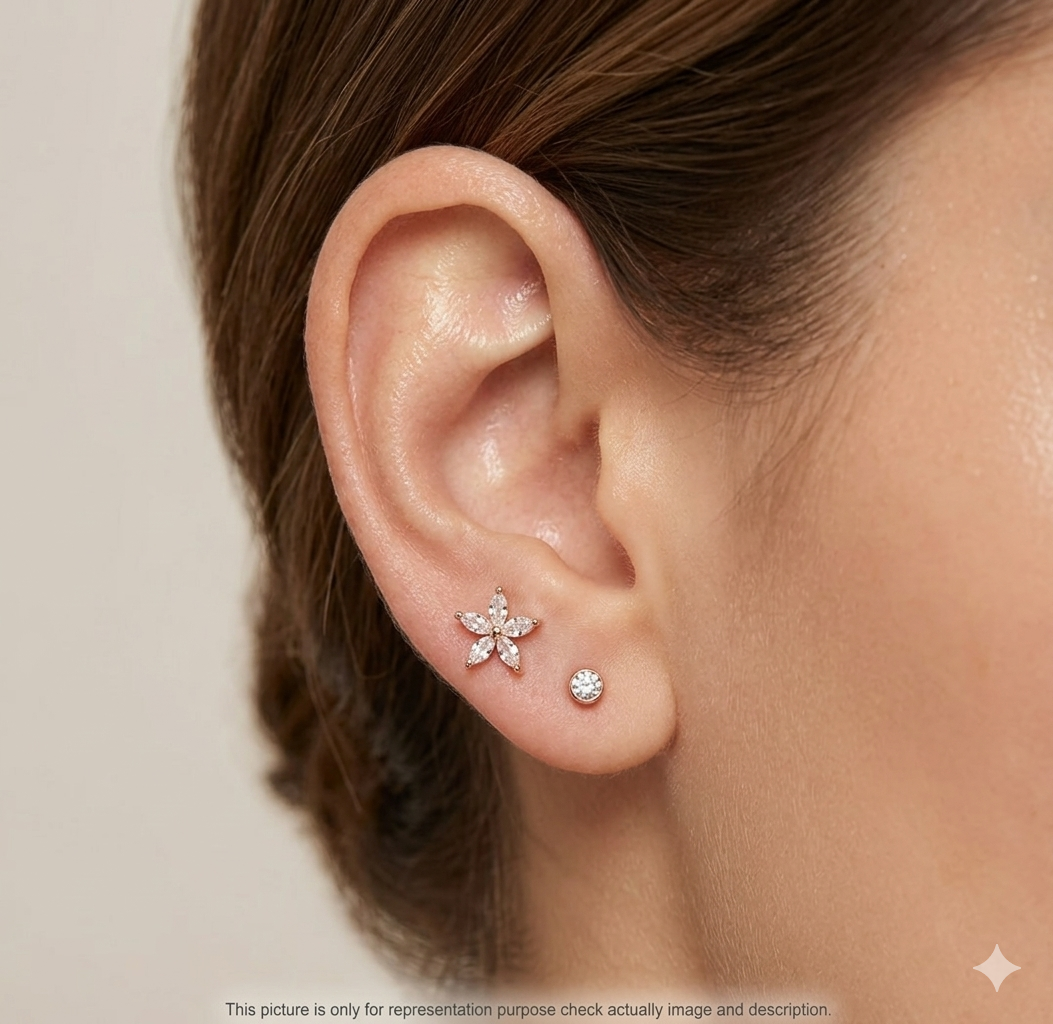 Silver Ladies Second Stud Flower RG 925
