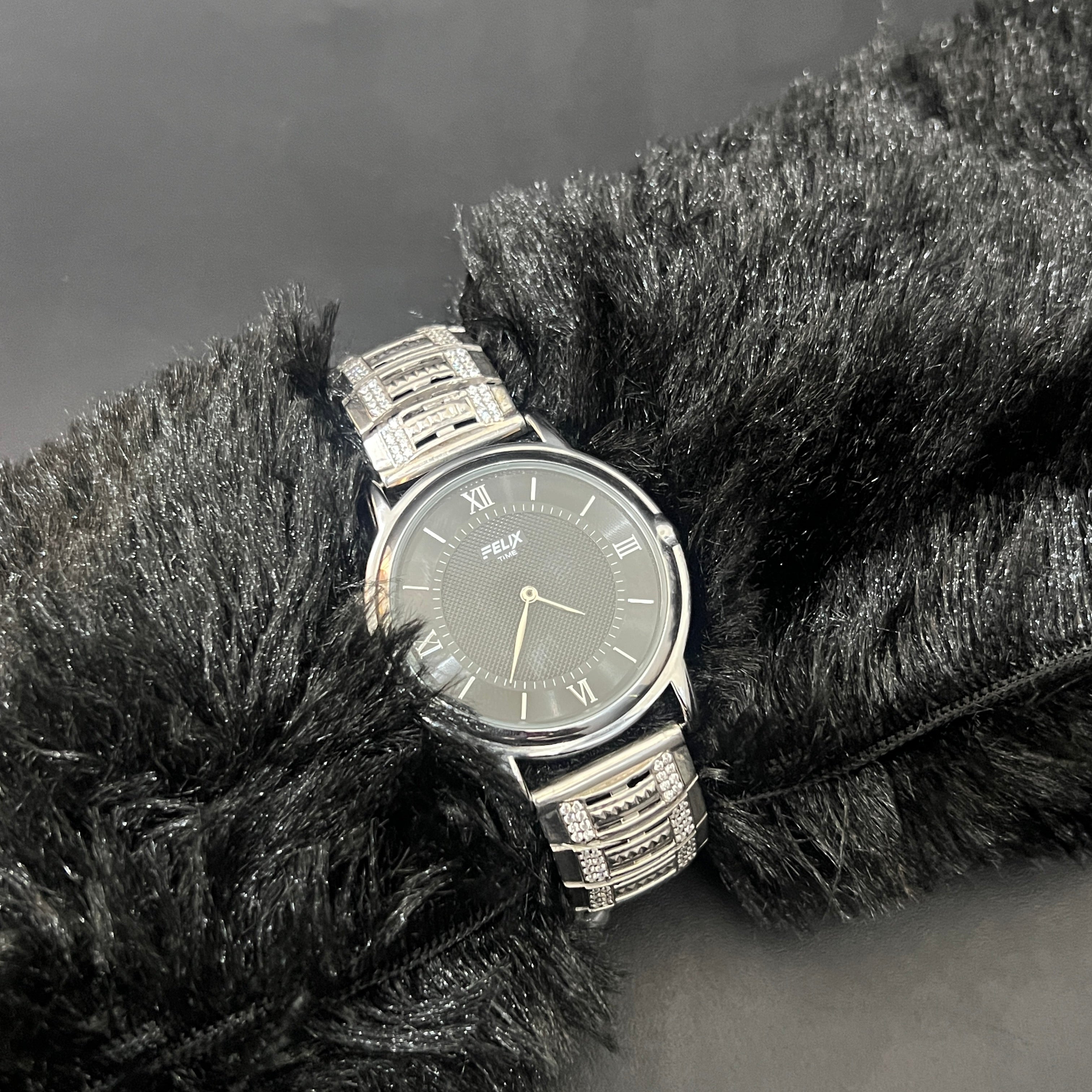Silver Mens watch Imperial Diamond Link Stone 925