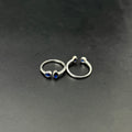 Ladies Silver Toe Rings  oval Mozzanite Blue