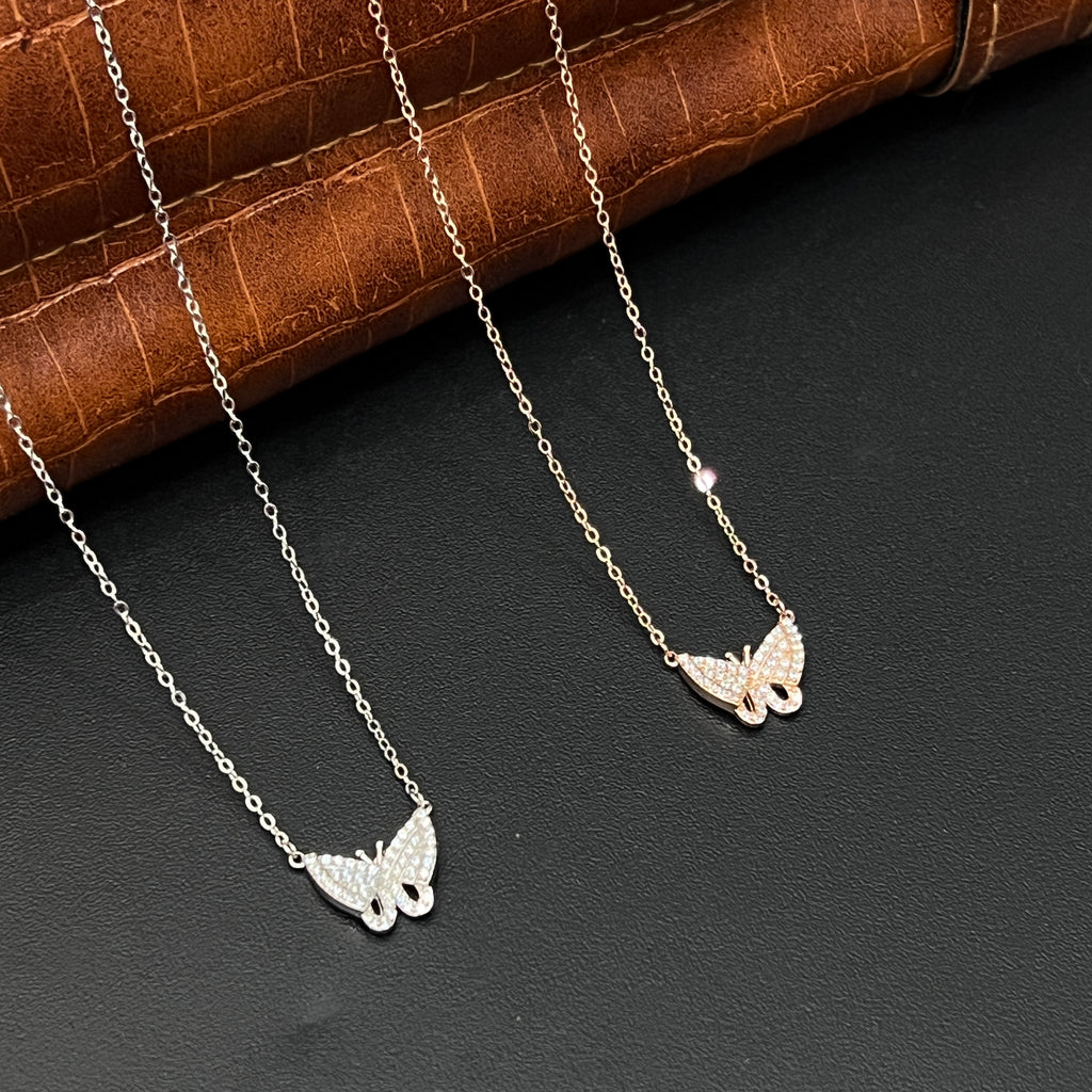 Silver Ladies Pendant Chain Butterfly