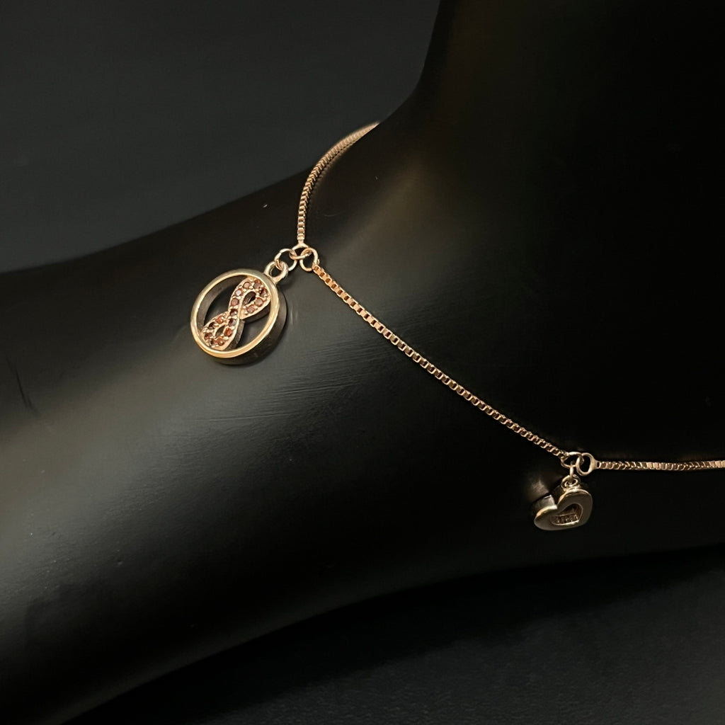 Silver Ladies Anklet Infinity Charms RG