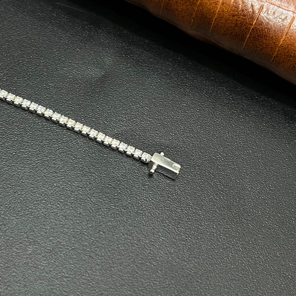 Sliver Mens Bracelet White Stone Single Line 925