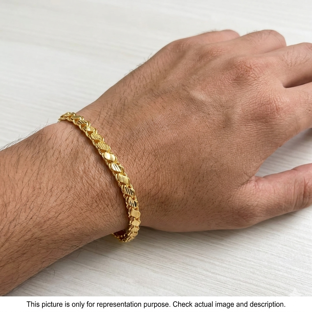Silver Mens Gold Finished Bracelet S leaf