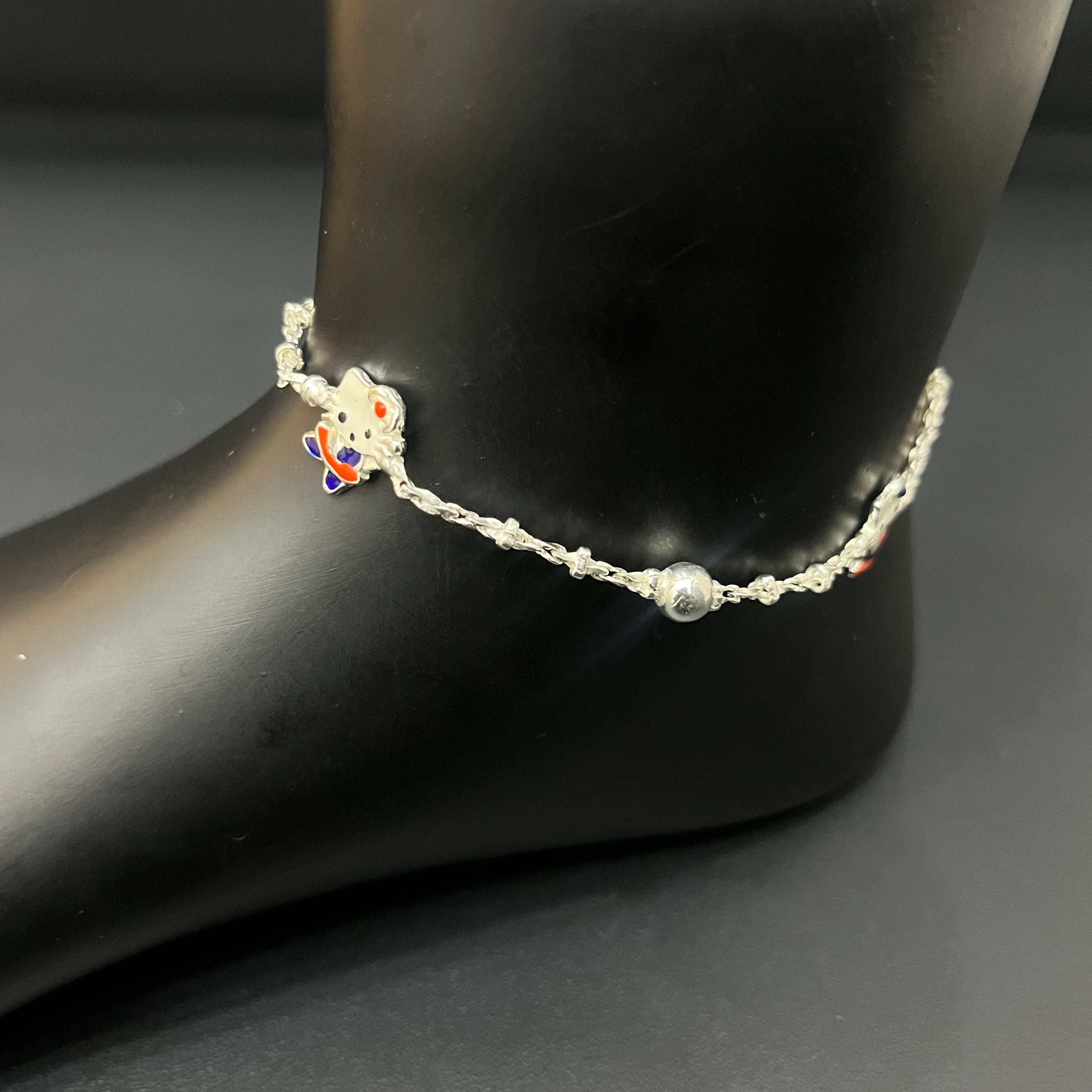 Silver Baby Anklet teddy