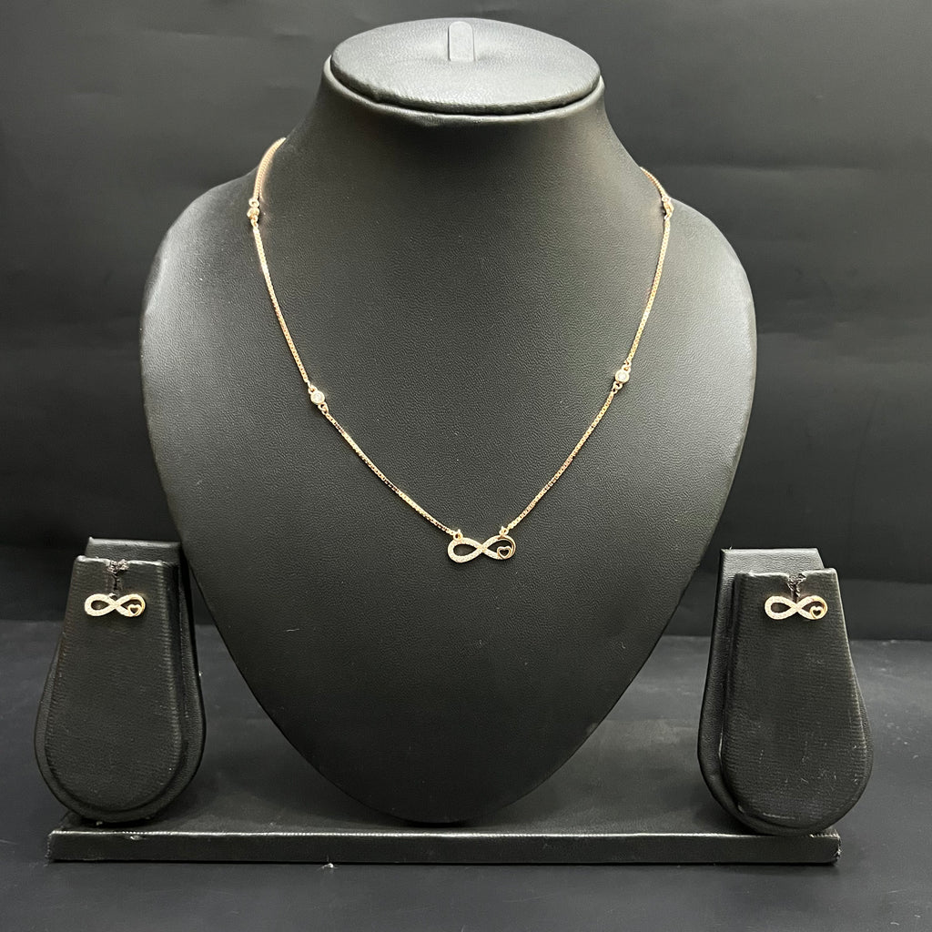 Silver Ladies Chain And Pendant Set Infinity Edition Rose Gold M01 925