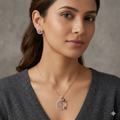 Silver Ladies Pendant Chain circle dots Rosegold