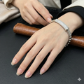 Silver Ladies Bracelet Silver Matte Stones