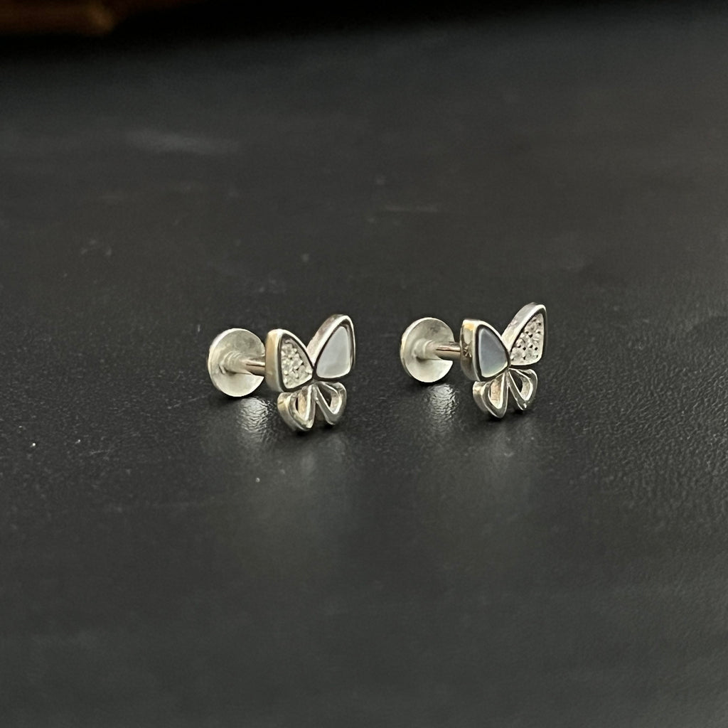 Silver Ladies Stud Butterfly MOP SS 925