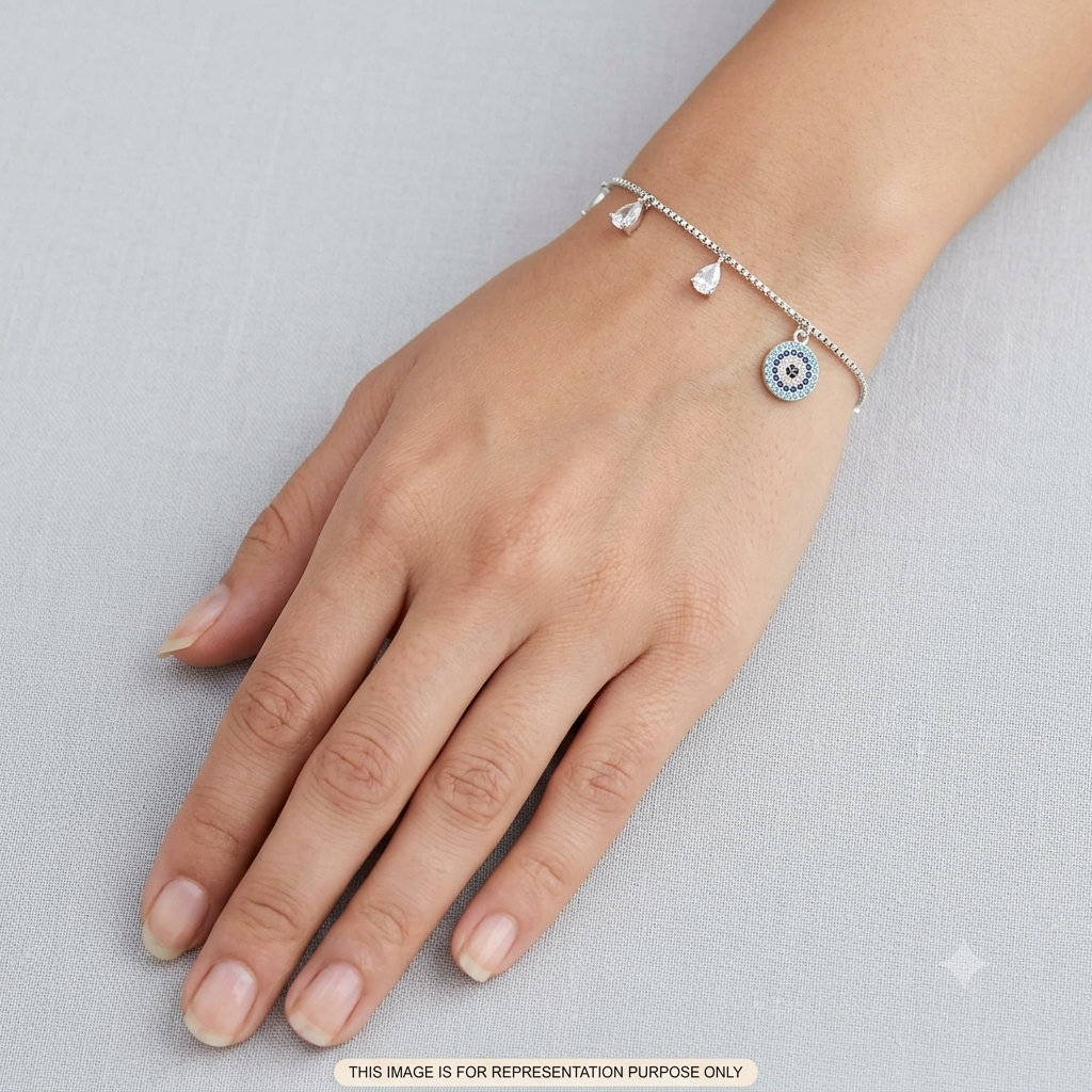 Silver Ladies Bracelet Luna Stone Blue Charms M01 925