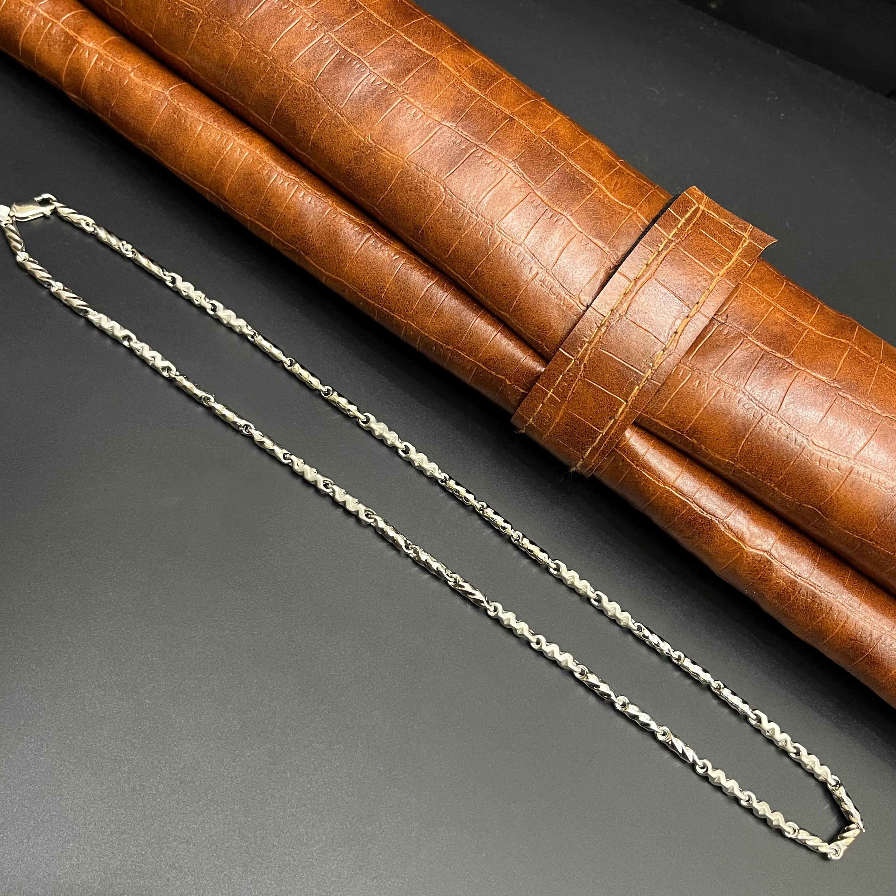 Silver Mens Chain Luxury Spiral Cut Mat Finish 925