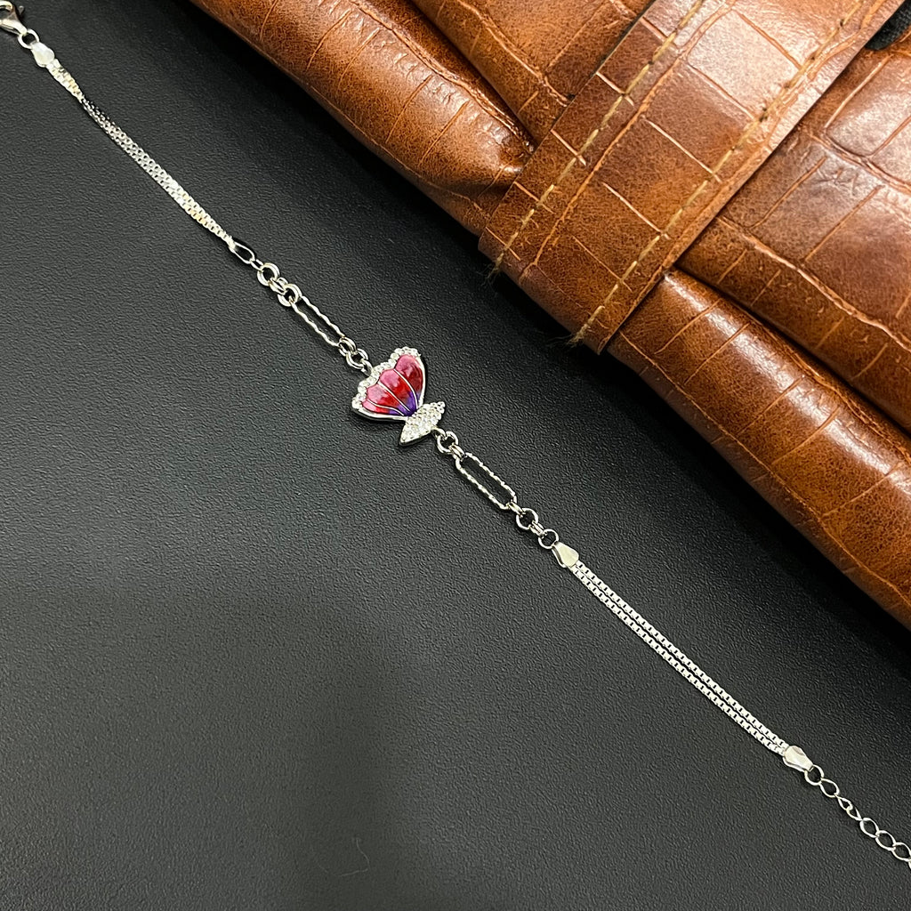 Silver Ladies Bracelet Epoxy Butterfly 925 E03