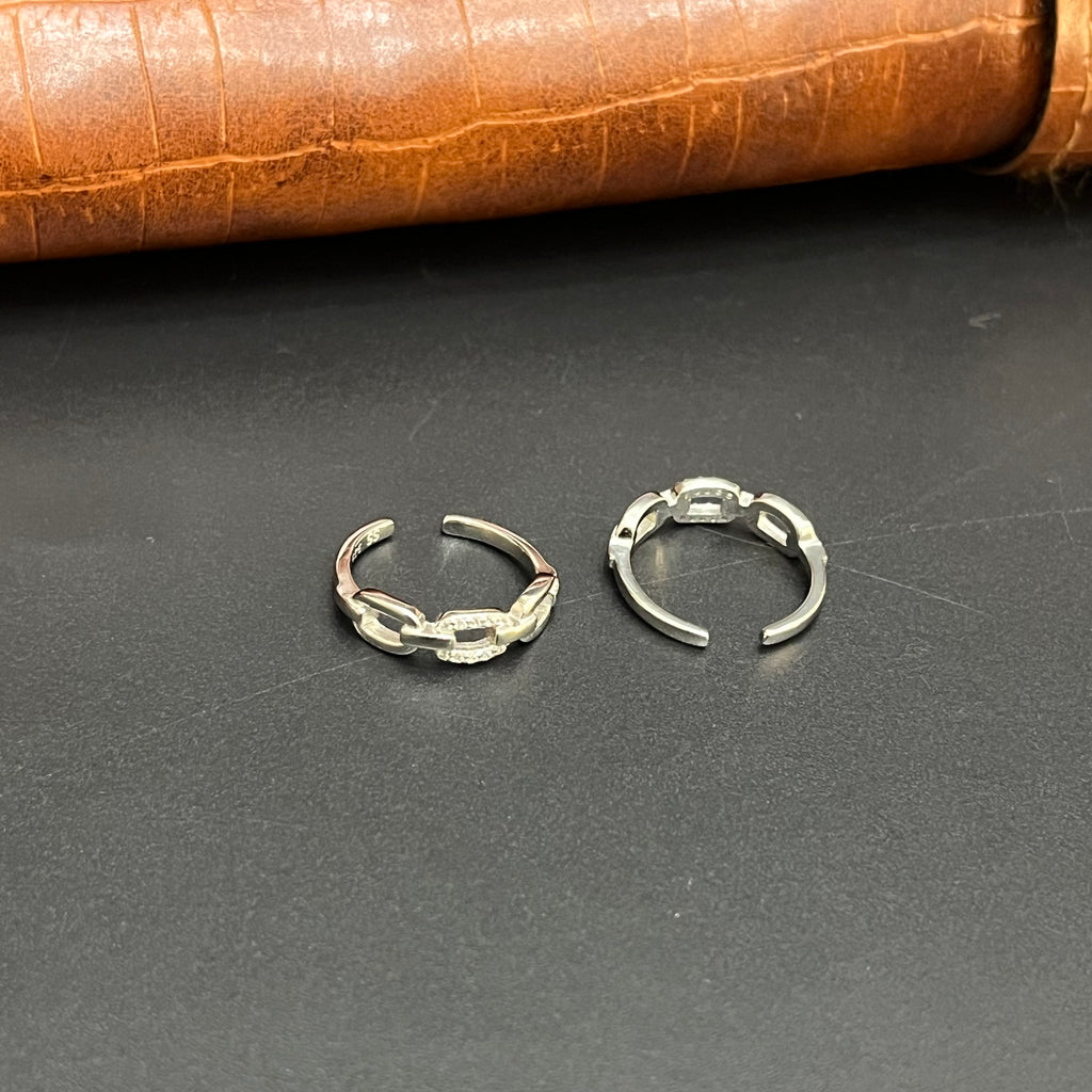 Silver Ladies Toe Ring Diagonal Box 925
