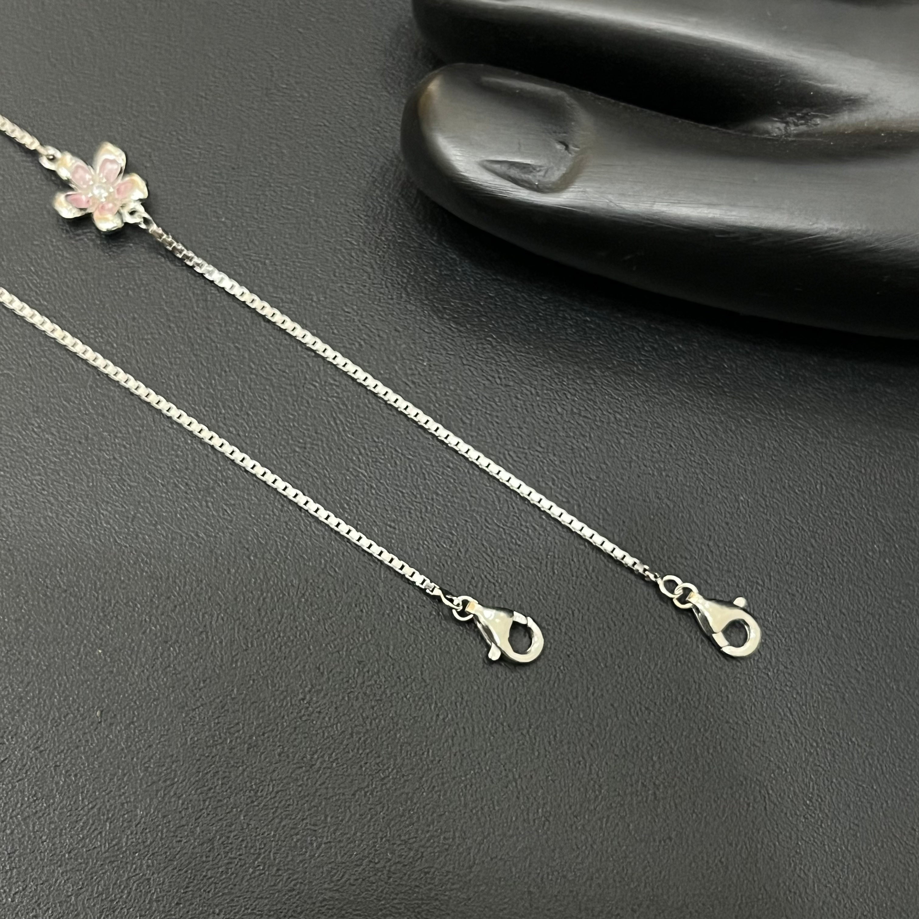 Silver Ladies Anklet Triple Flpwer
