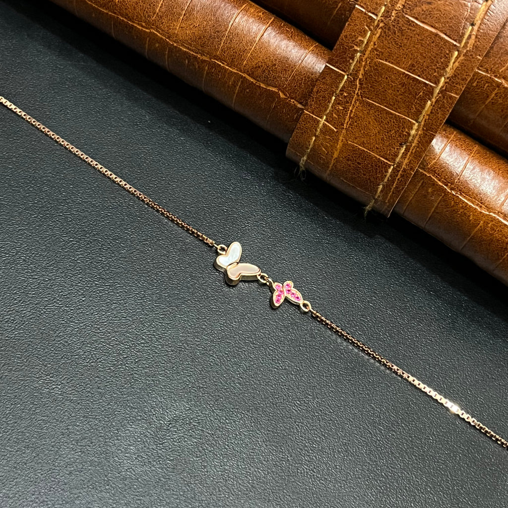 Silver Ladies Bracelet Pink Butterfly Luxe Rose Gold 925
