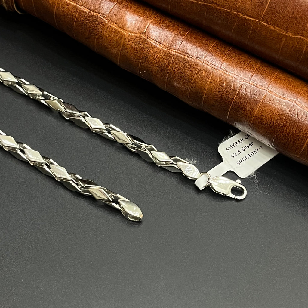 Silver Mens Chain Kathli Luxury Chain Rope Lock Rose Gold Mat Finish 925