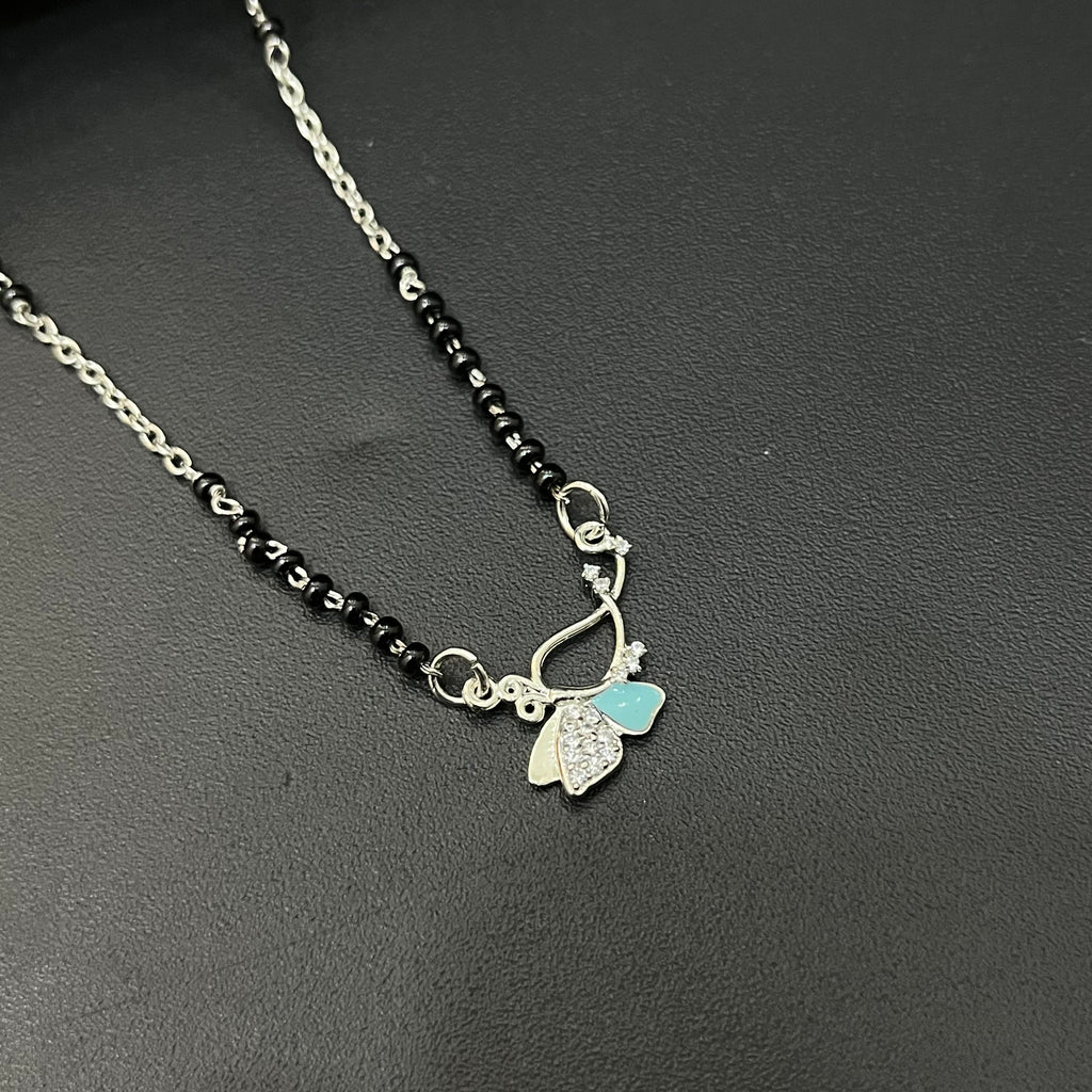 Silver Black Beads Butterfly SS