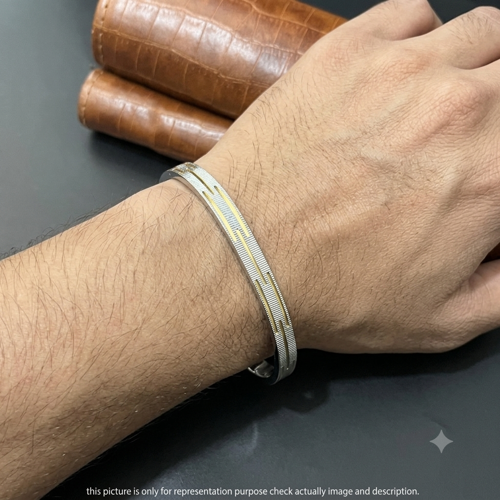 Silver kada Unisex Oval Dual tone K4