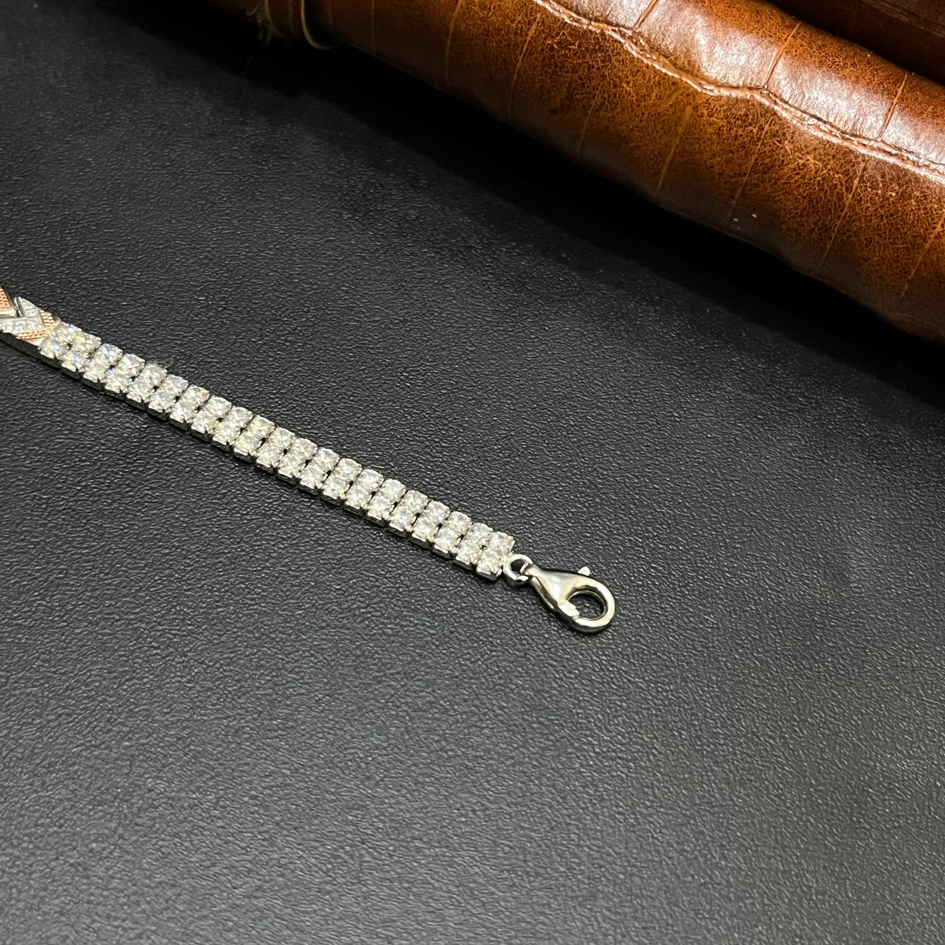 Silver Mens Bracelet Arrow With Stone Rose Gold M01 925