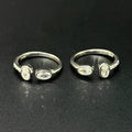 Silver Ladies Toe Rings oval AD SS