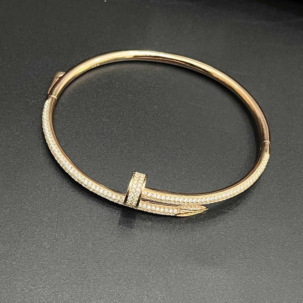 Silver Unisex Nail Kada Elegant Twist Knot Rose Gold 925
