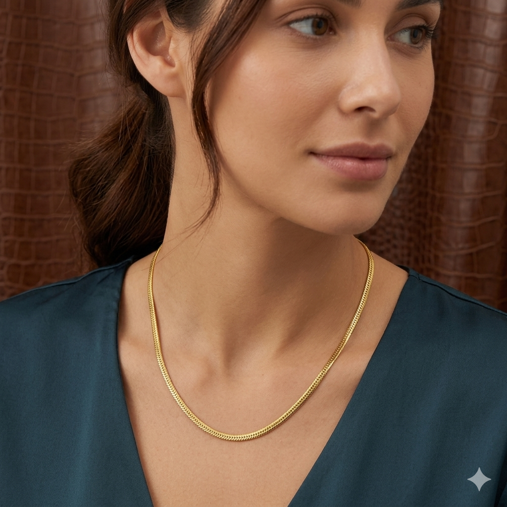 Ladies Gold Flat Chain