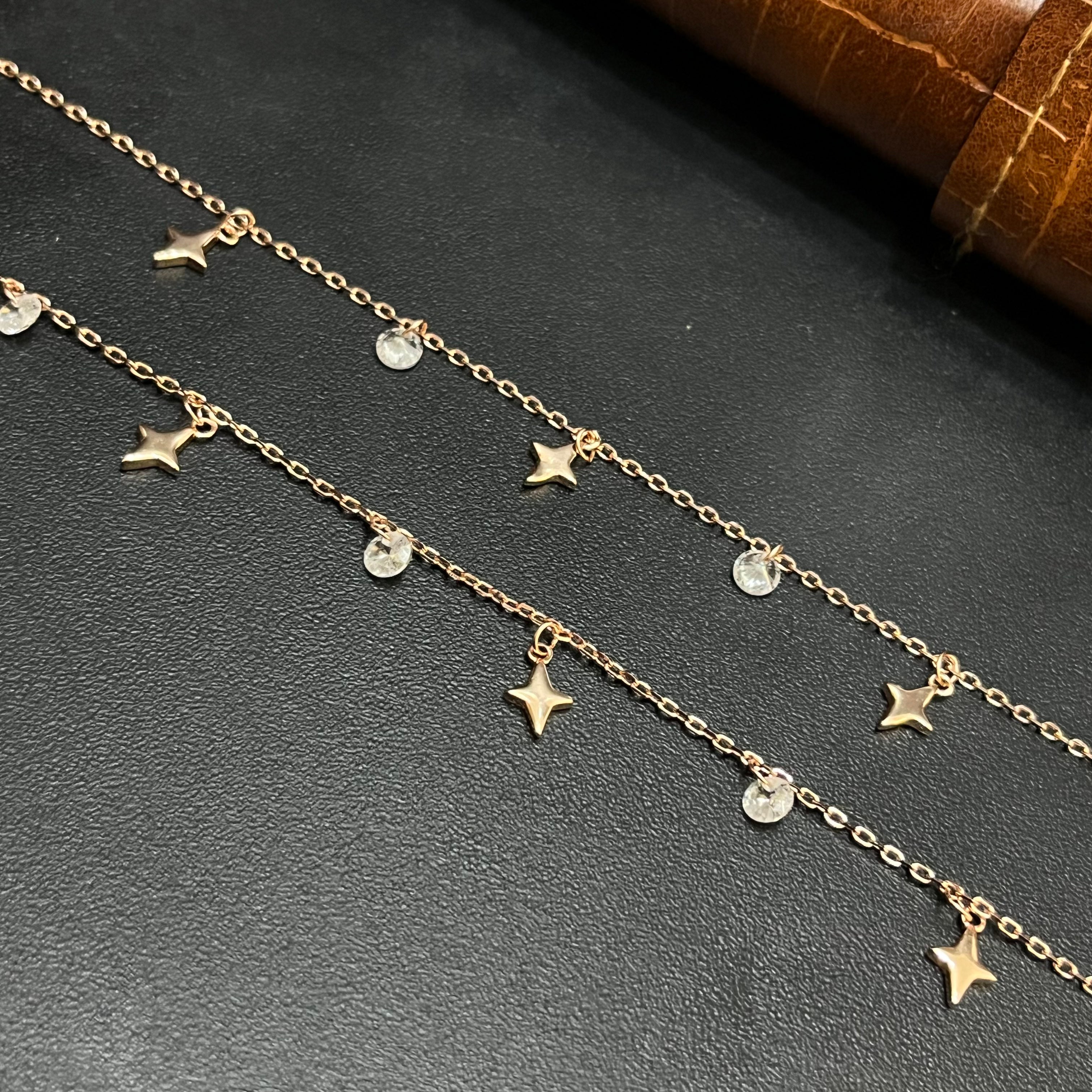 Silver Ladies Anklet Star Edition Rose Gold 925