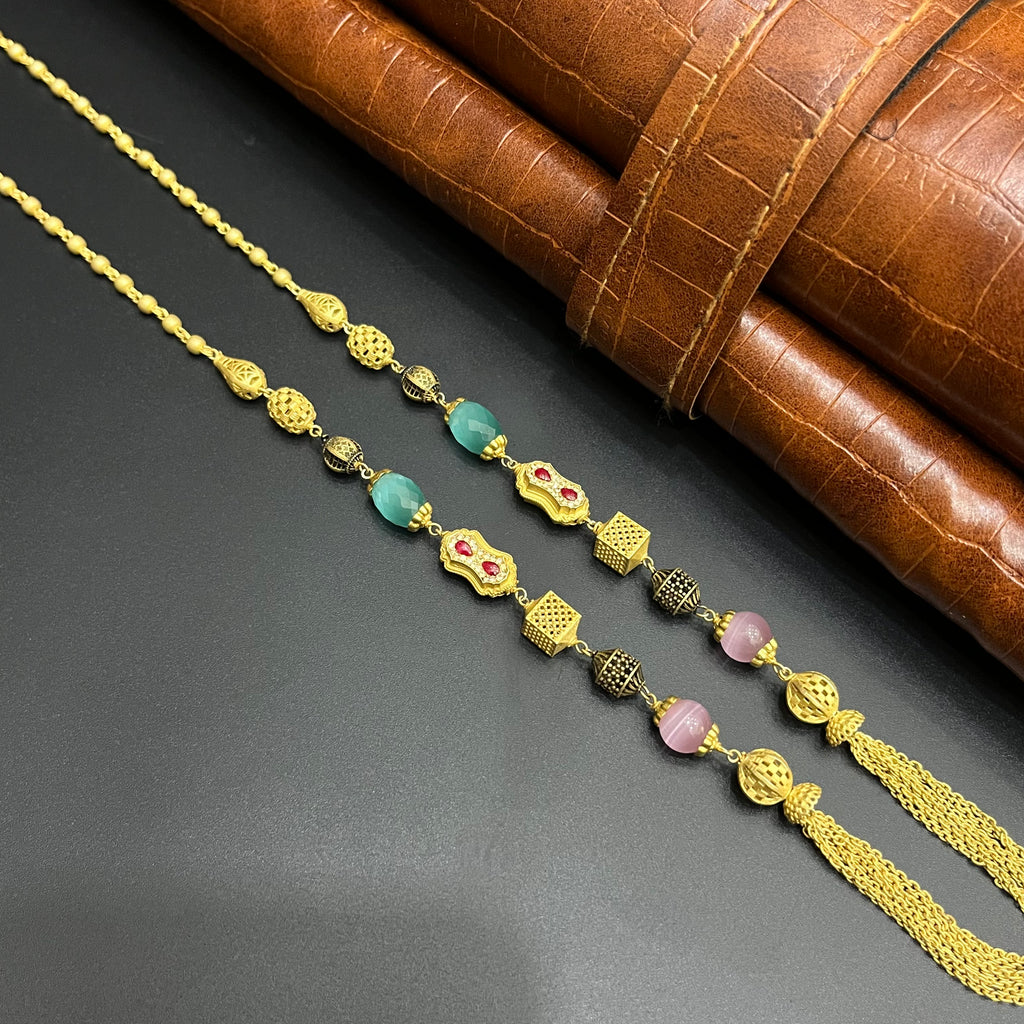 Silver Ladies Chain Kundan Bleads Mala Gold Finish M02 925