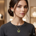 Silver Ladies Pendant Chain Butterfly Green