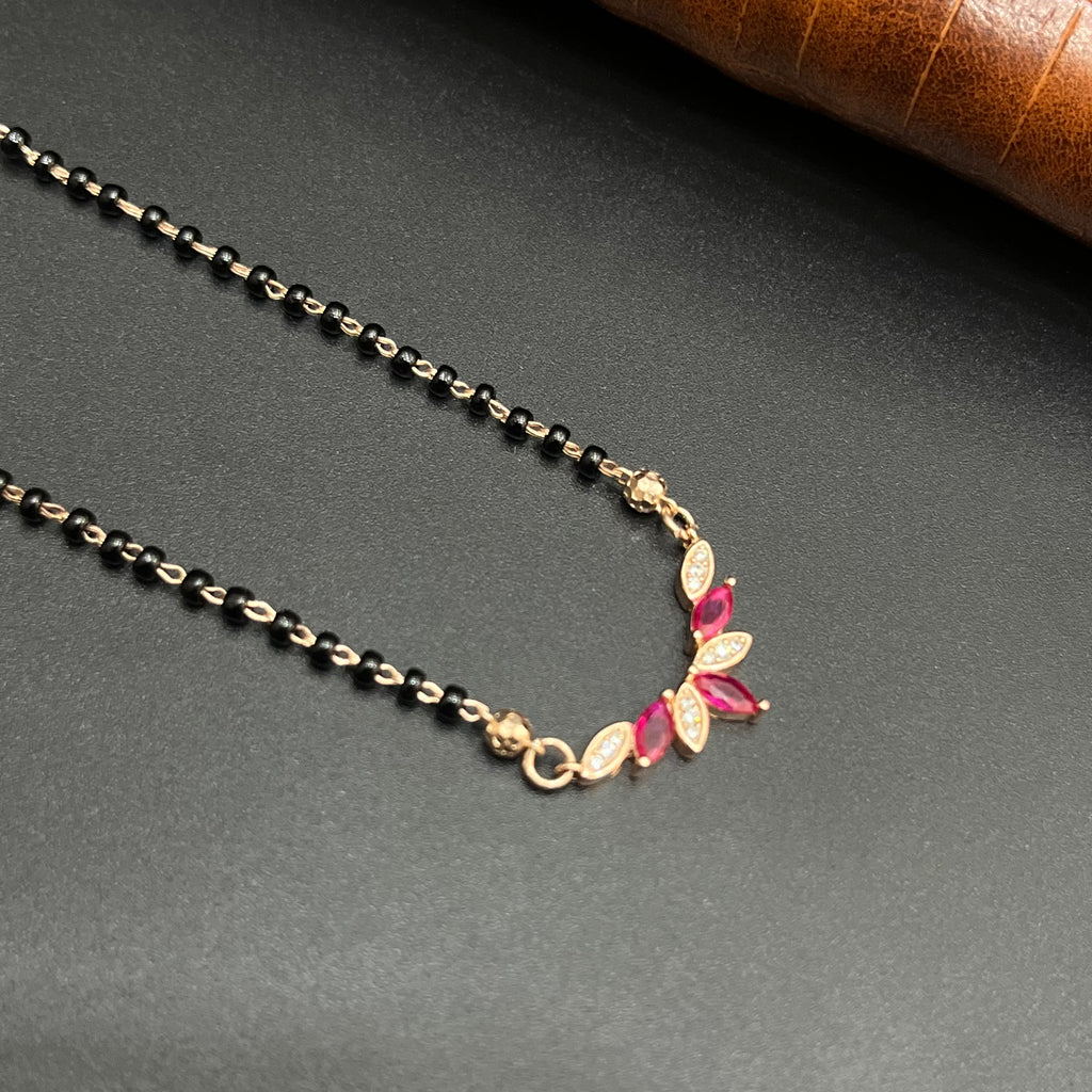 Silver Ladies Pendant Chain Petal Blossom Charm Black Bead Rose Gold 925