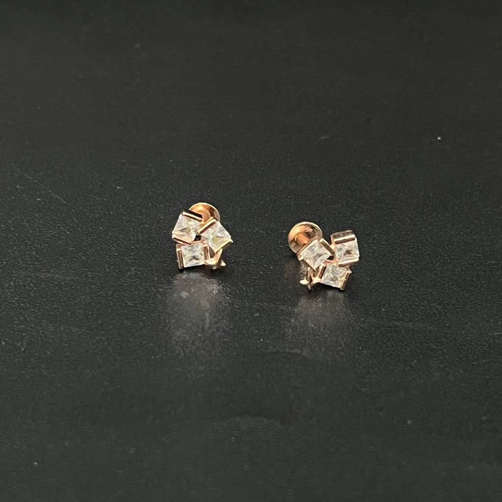Silver Ladies Stud White Square RG
