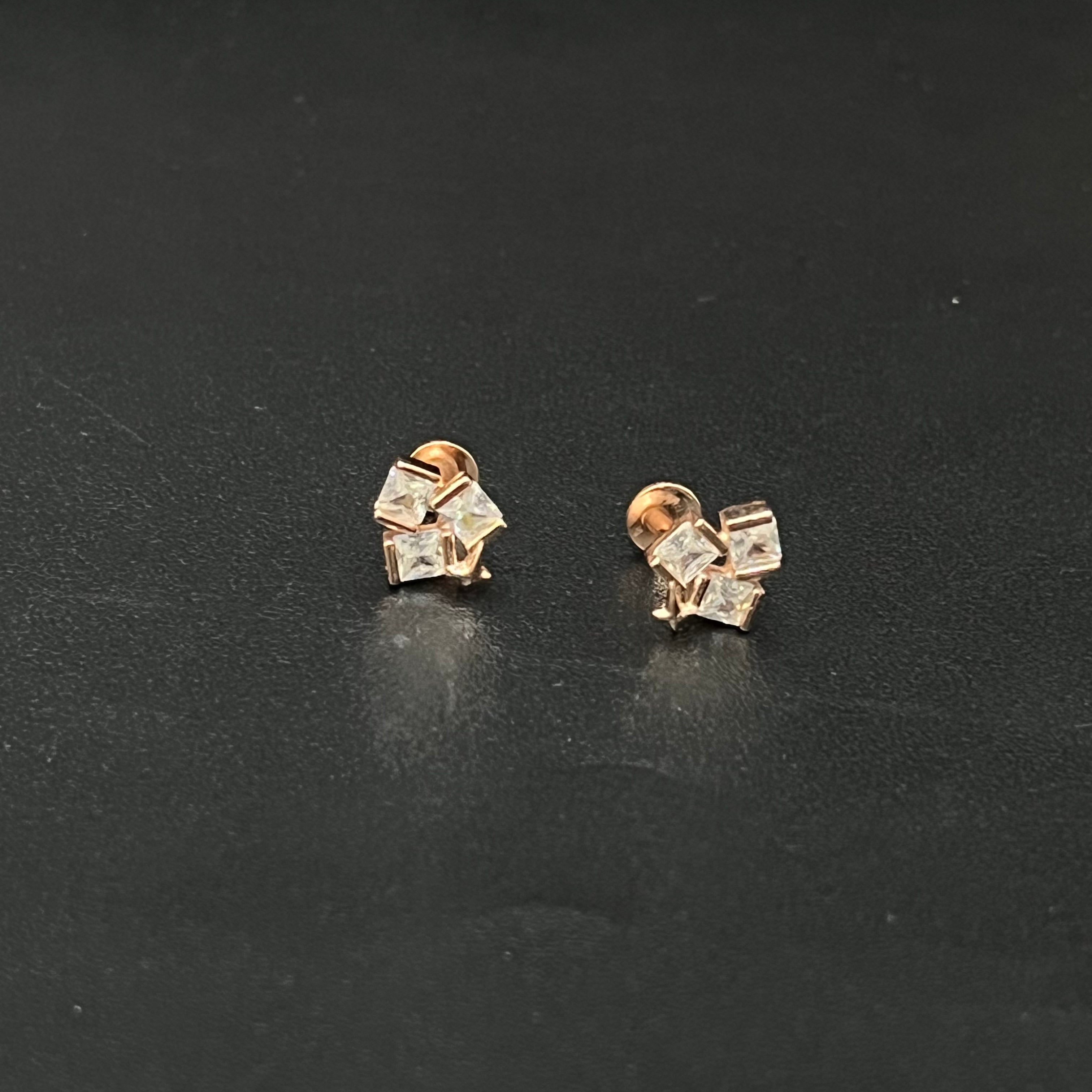 Silver Ladies Stud White Square RG