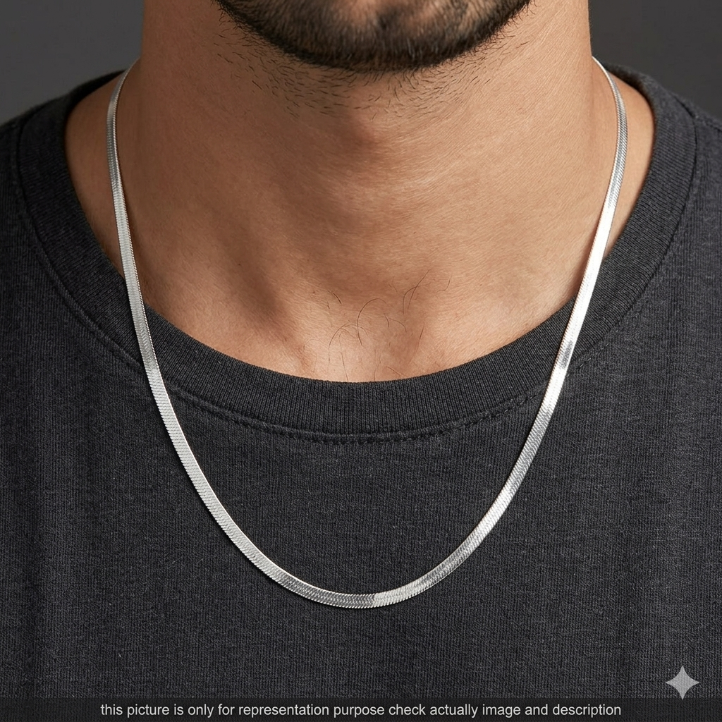 Silver Mens Chain Flat Design Unisex