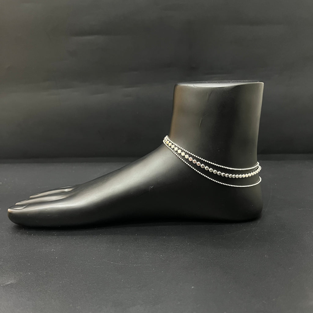 Silver Ladies Anklet 3 Lines