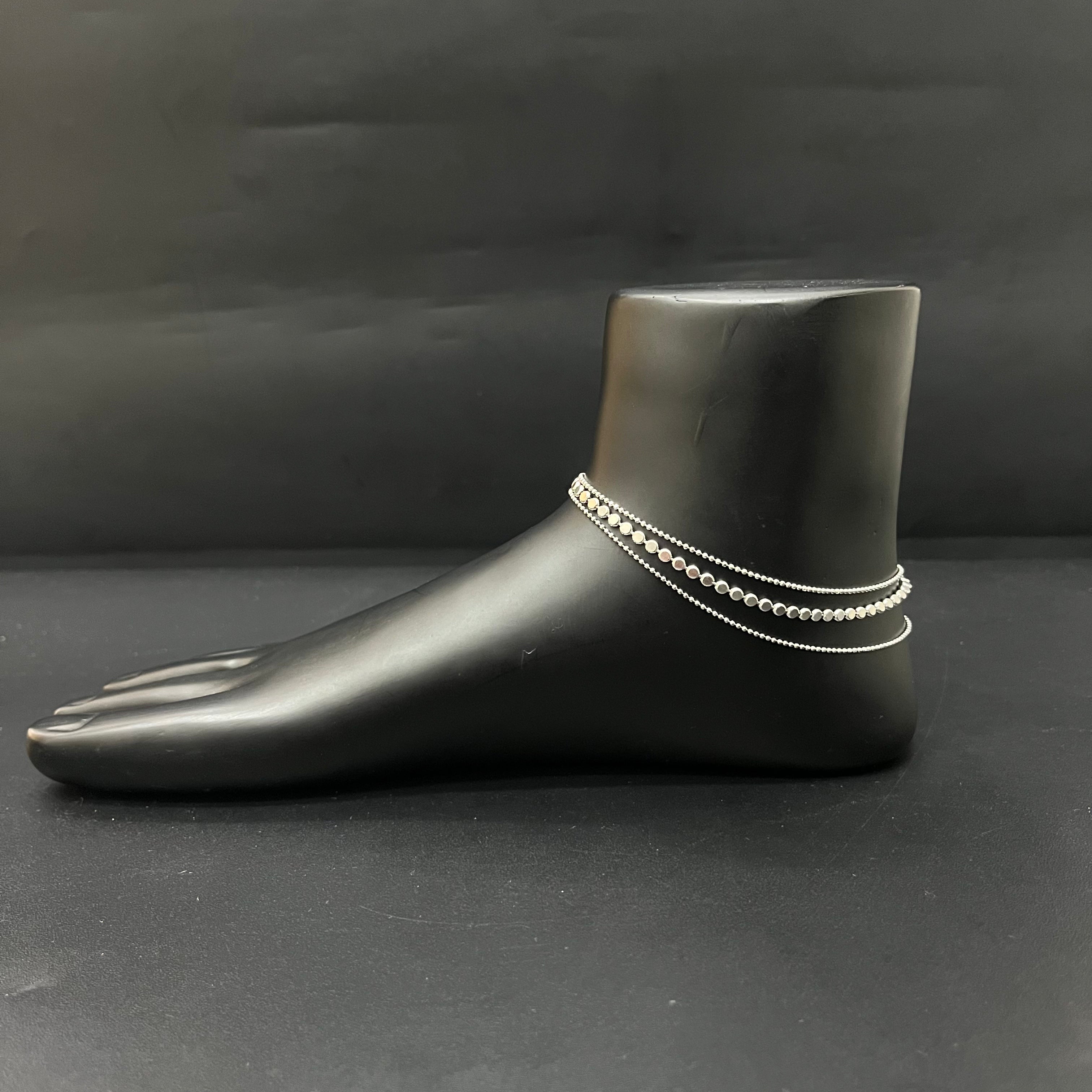 Silver Ladies Anklet 3 Lines