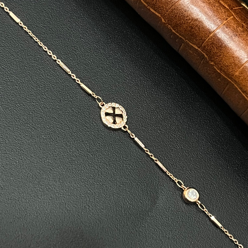 Silver Ladies Bracelet Clover Black Rsoegold