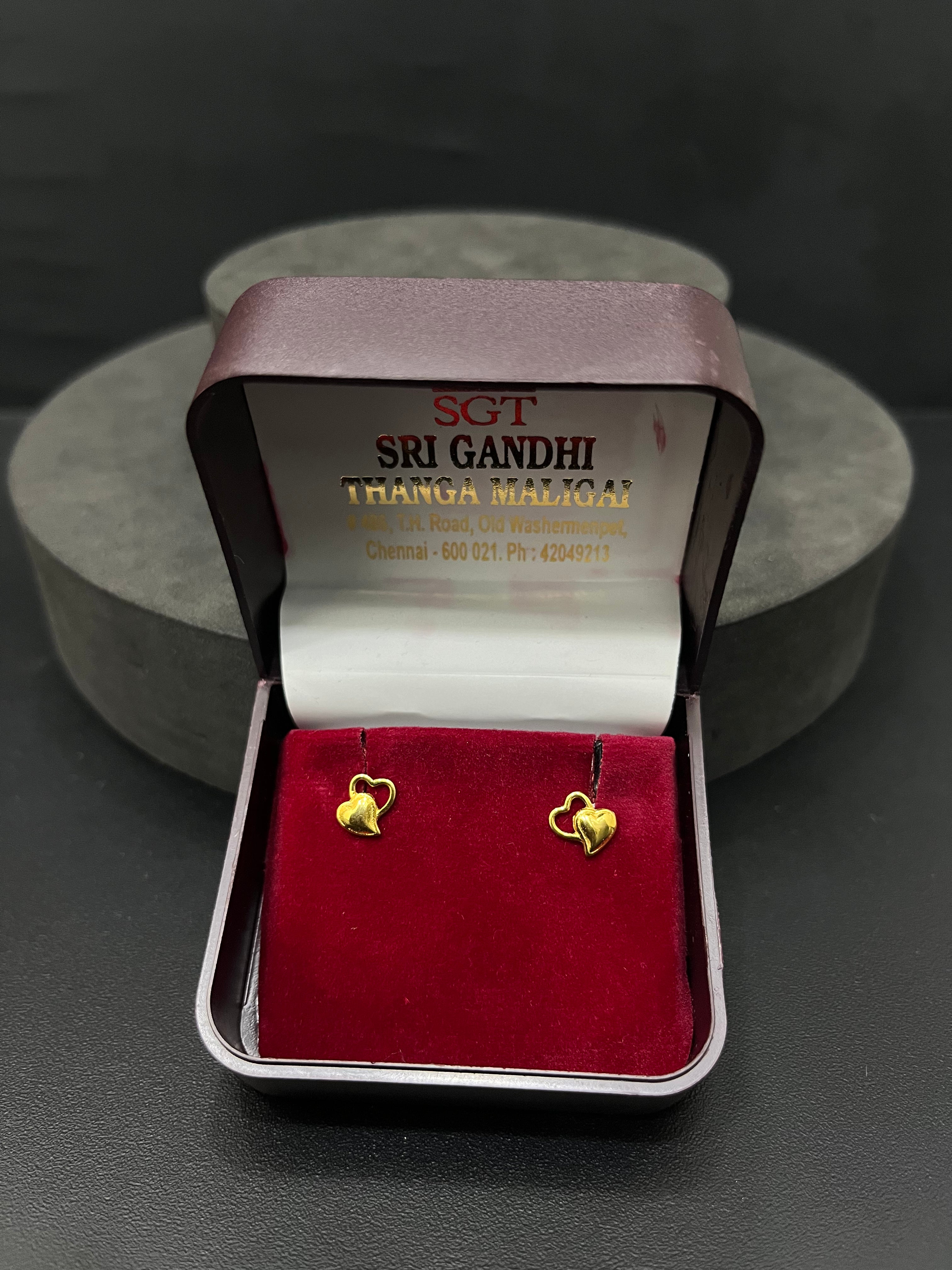 Gold Heart Studs 18K Dual