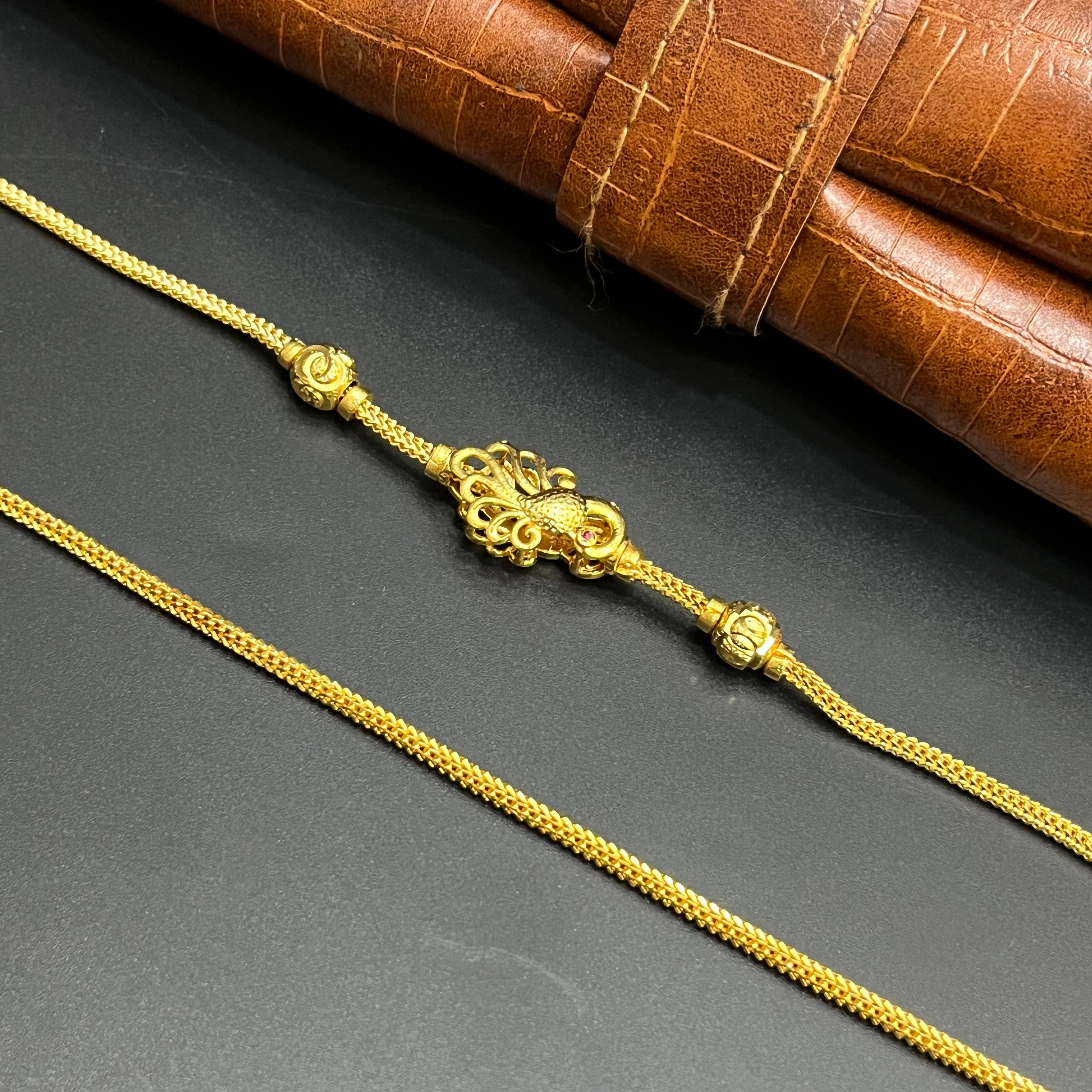 Silver Ladies Thali Saradu Antique Peacock Gold Finish 925