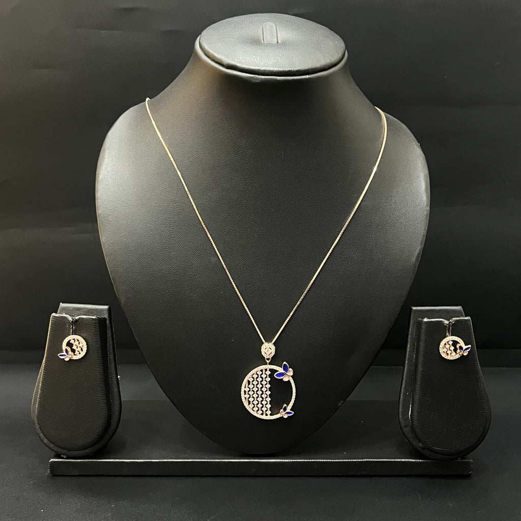 Silver Ladies Pendant Chain Half Circle Rosegold