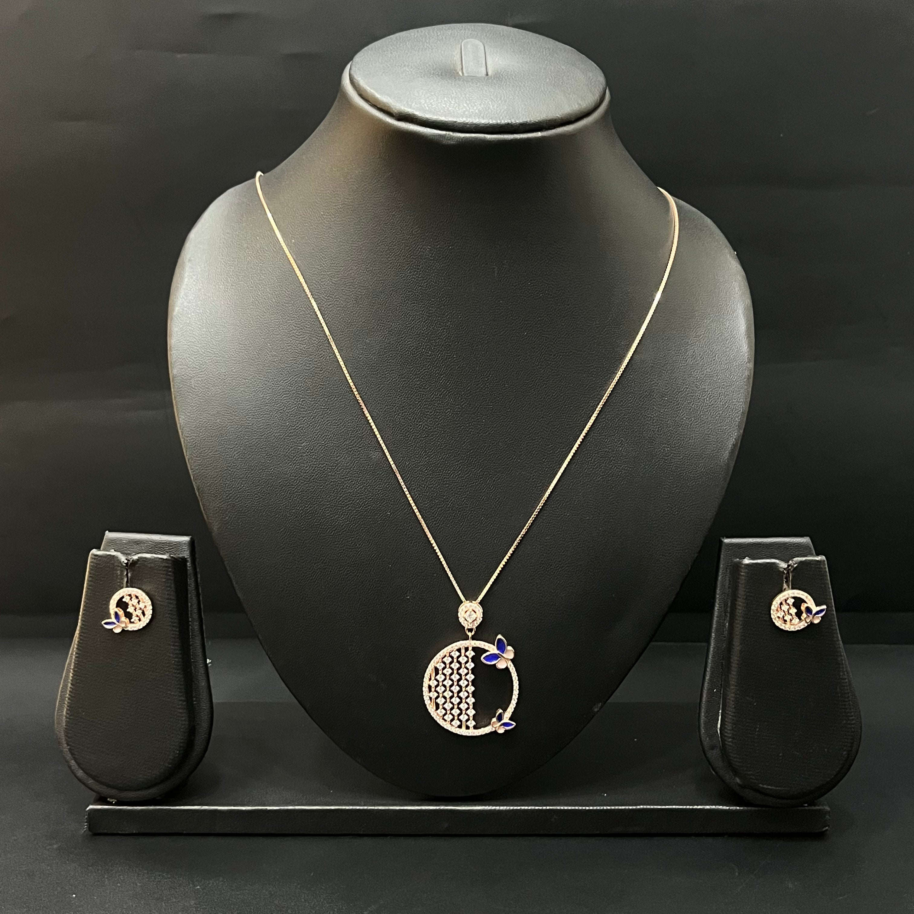 Silver Ladies Pendant Chain Half Circle Rosegold