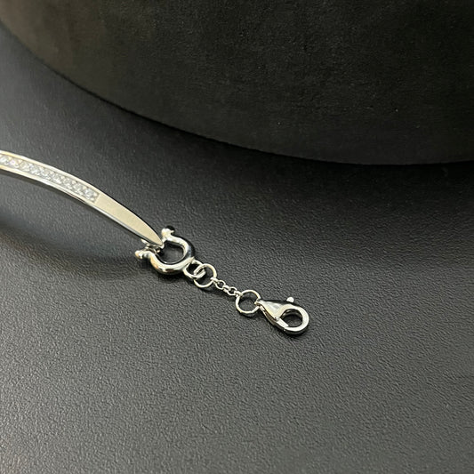 Silver Ladies Bracelet Dual Kada With American Diamond Round