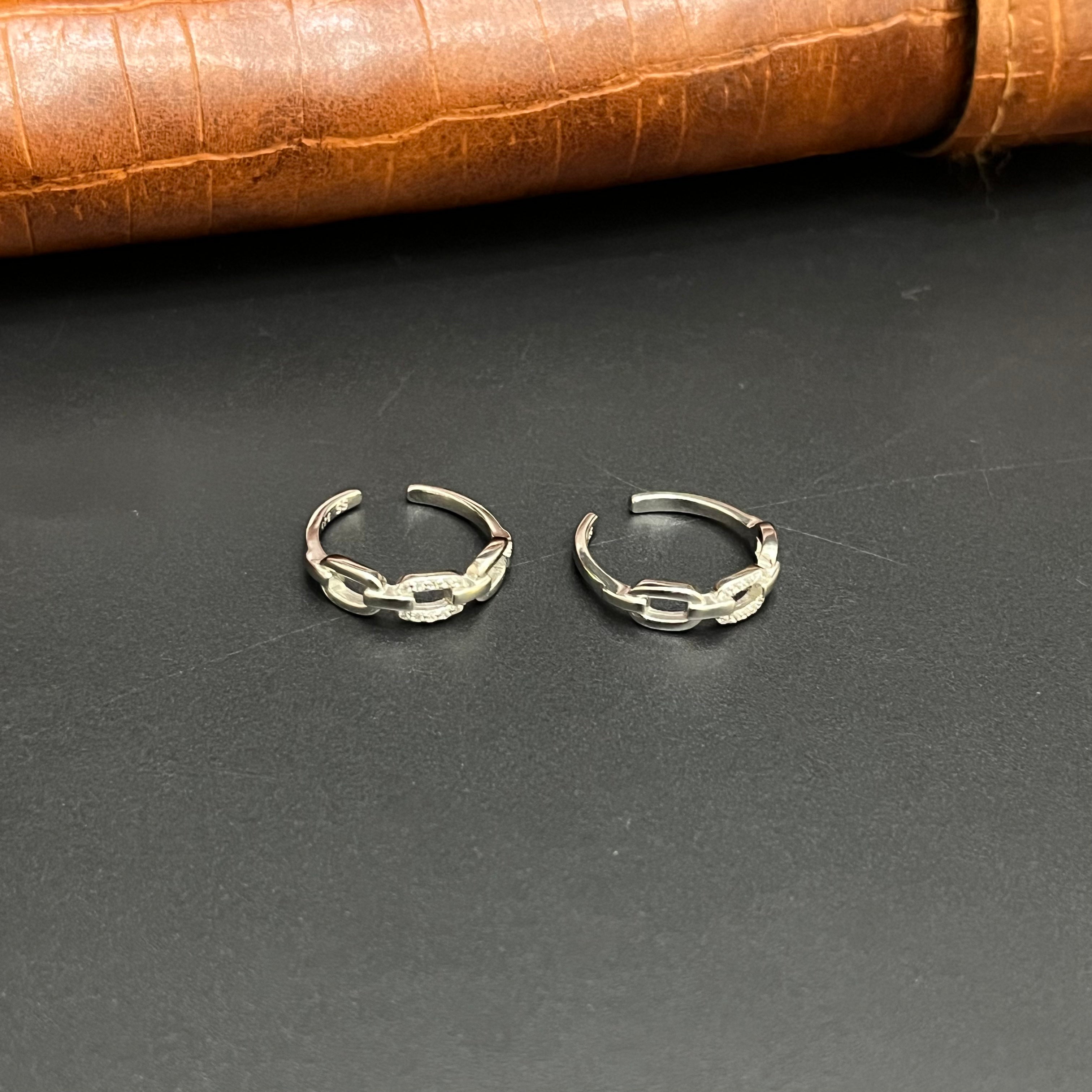Silver Ladies Toe Ring Diagonal Box 925